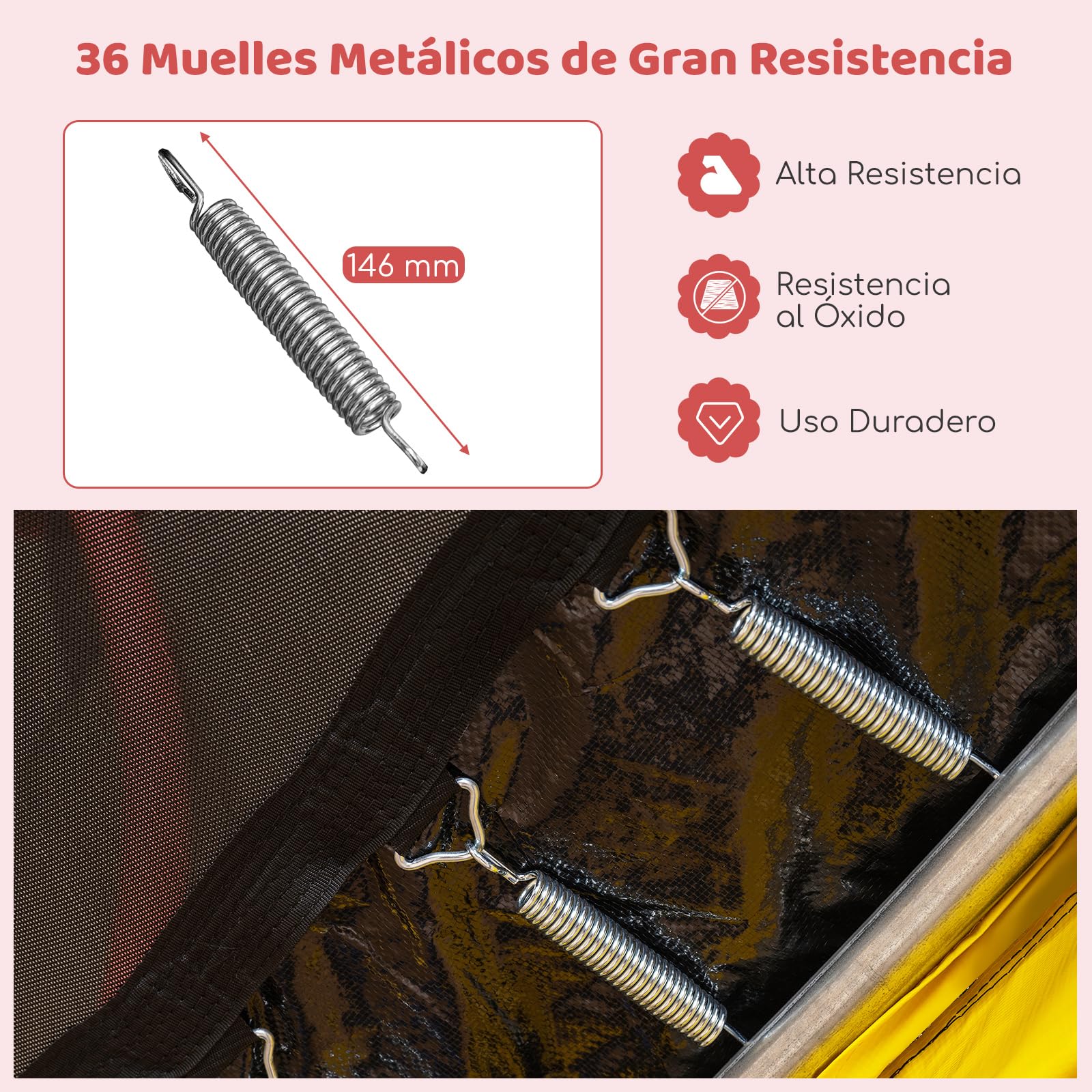 COSTWAY Cama Elástica 223 cm para Niños con Red de Seguridad y Almohadilla de Muelle, Trampolín para Interior y Exterior con Estructura en Acero Galvanizado, Carga Máxima 45 kg