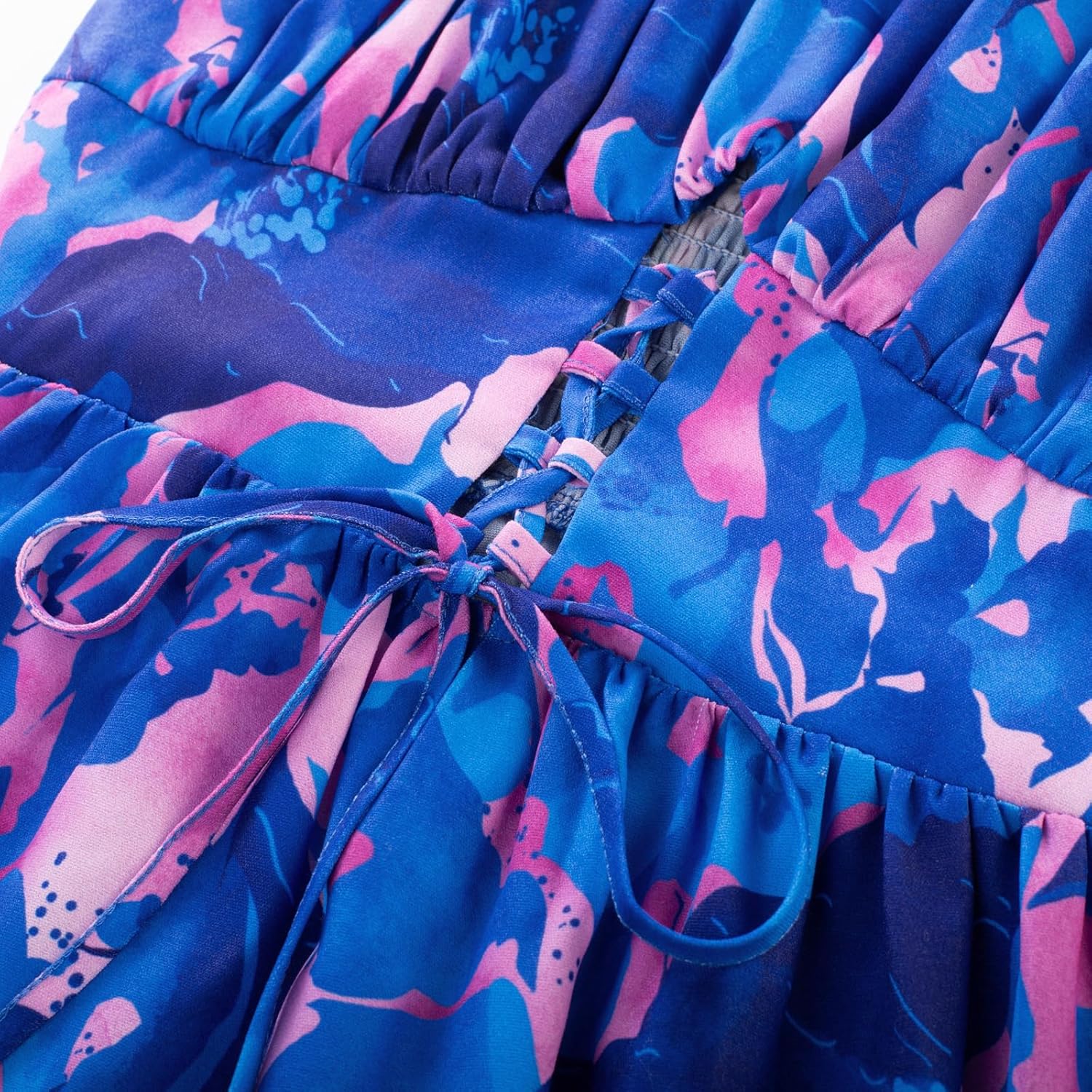 GRACE KARIN Women's Summer Floral Dress 2026 Boho Spaghetti Strap Smocked Tiered Casual Maxi Long Sundress with Pockets - Image 6