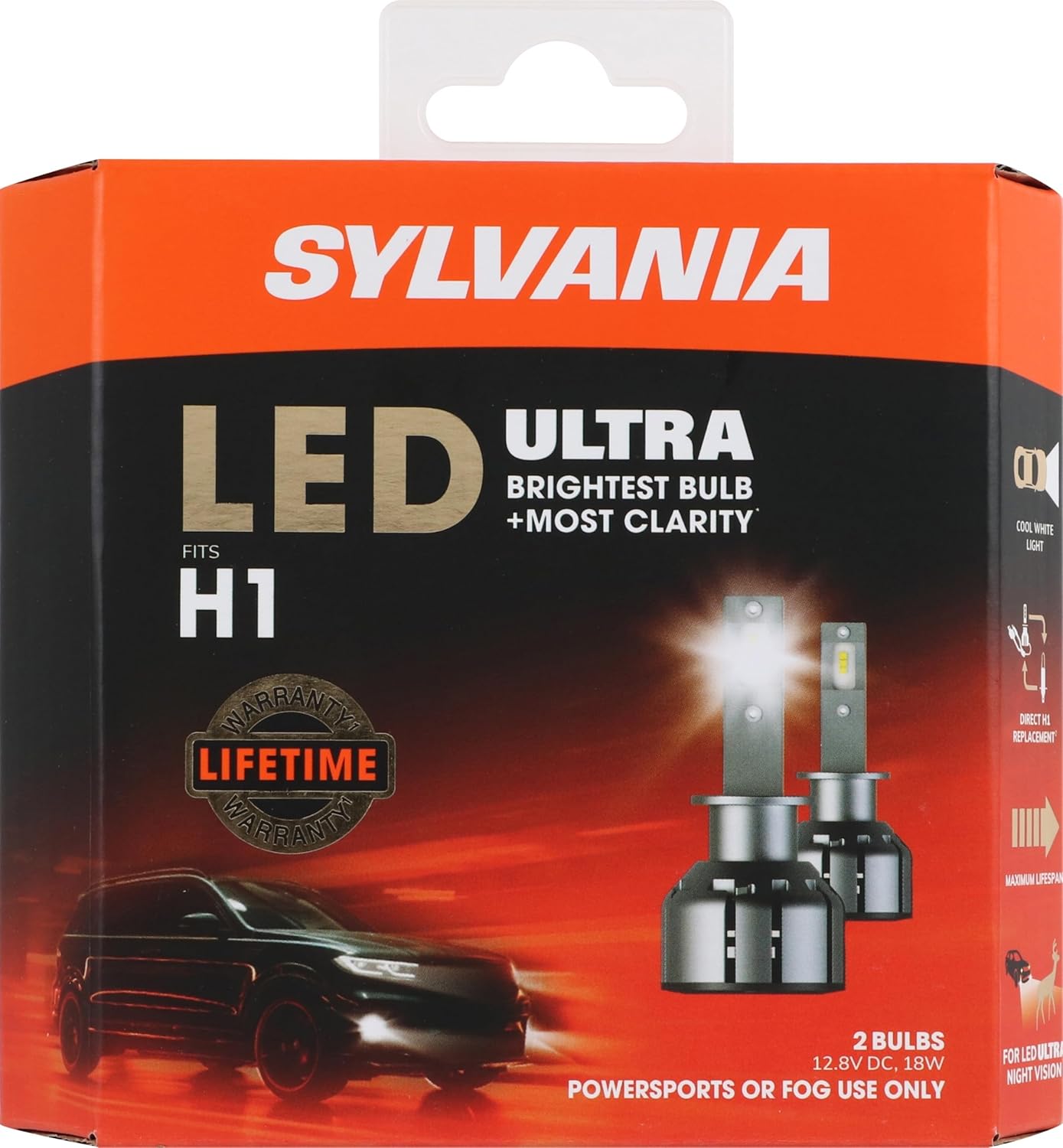 SYLVANIA H1 LED Ultra - Fog Lights For Cars and Trucks - Headlight Bulbs for Off Road Powersports - 6000k Cool White LED Light - Maximum Lifespan - No Polarity - DIY Upgrade