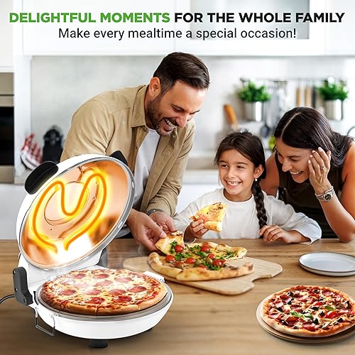 Miniatura 8 de NutriChef Horno eléctrico para pizza Máquina de pizza de encimera de 1200 W con control de temperatura y termómetro Ventana de visualización para