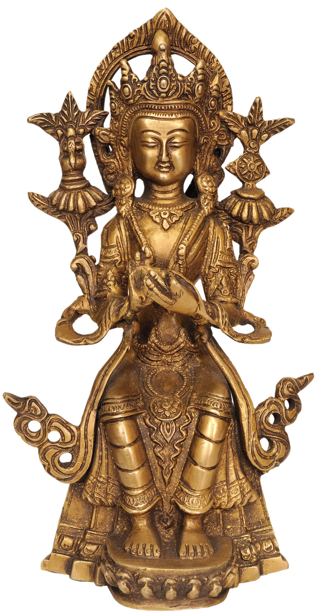 Exotic India Tibetan Buddhist Deity Maitreya Buddha - Brass Statue