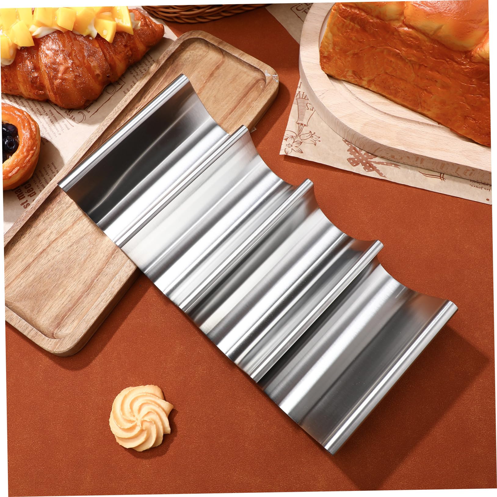 Gatuida 2 Piezas Soporte de Tacos Mexicanos de Acero Inoxidable Estante Multi Ranuras para Burritos y Panqueques Resistente y Fácil de Limpiar para Cocina y Servicio Mesa