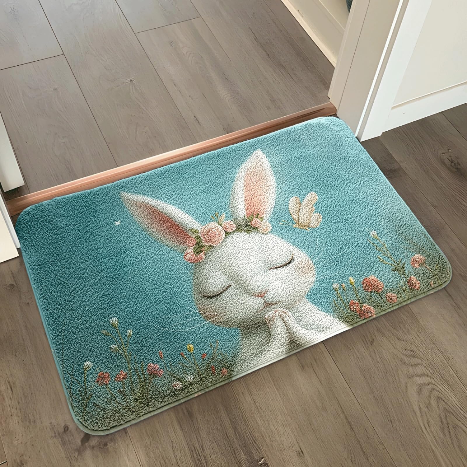 Alfombra De Baño 50X80Cm Conejo Blanca Alfombras Baño Antideslizante,Microfibra Absorbente Alfombrilla,Lavable A Máquina,Suave Y Acogedora,para Dormitorio Sala Estar