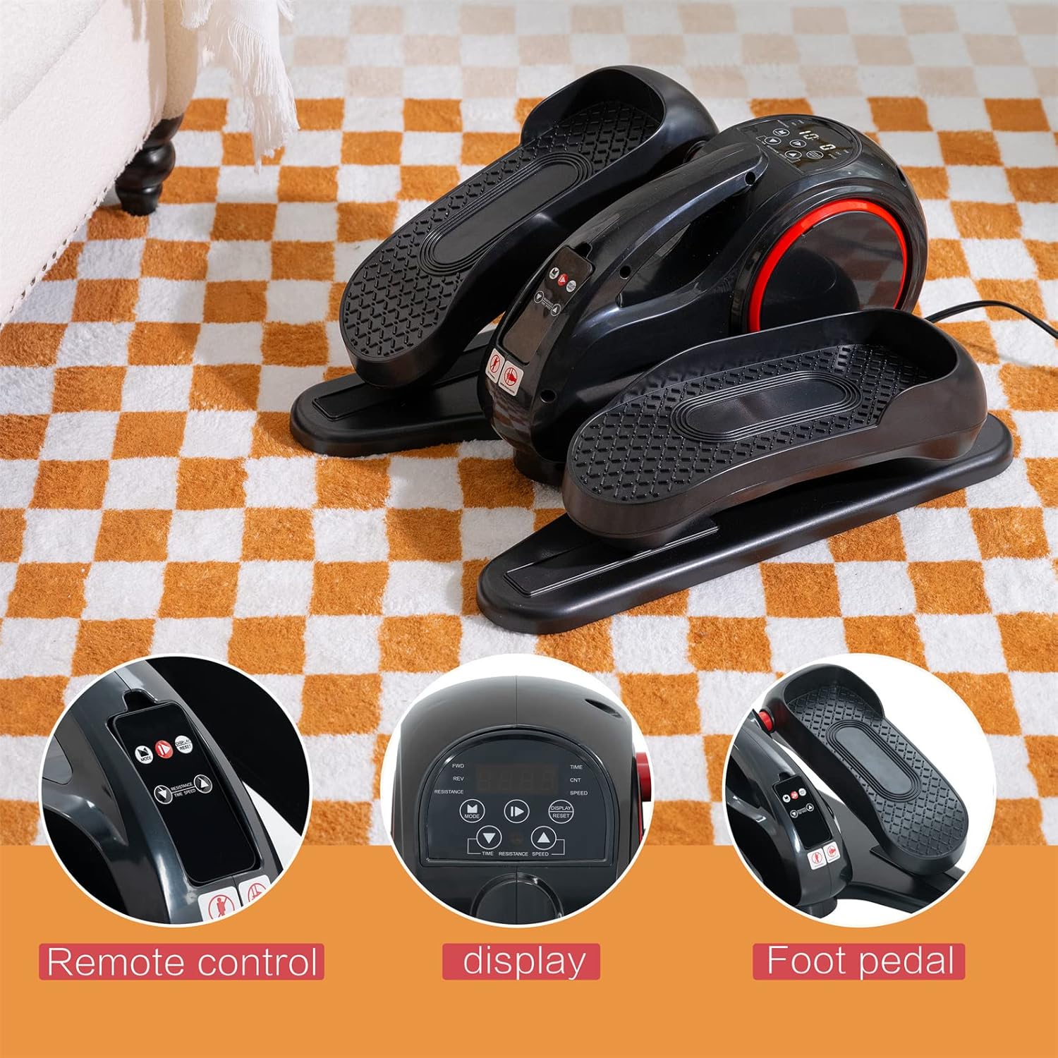 HP-D01BK Electric Elliptical, Indoor Mini Pedal Exerciser for Home Office Workouts