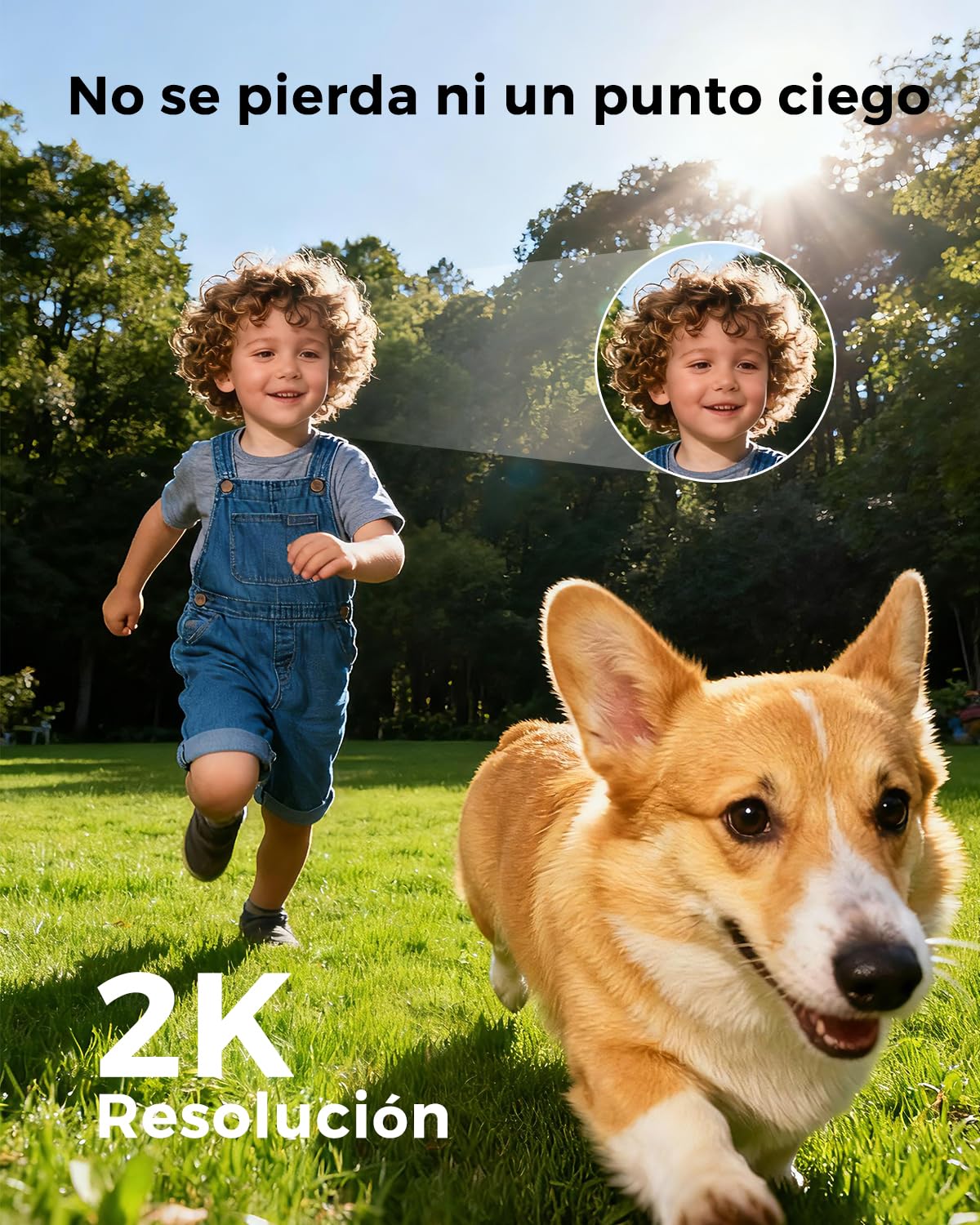 Reobiux 2K Camara Vigilancia WiFi Exterior, Cámara IP Vigilancia Domicilio con Doble Lente, Visión Nocturna Color, Seguimiento Automático, Audio Bidireccional, Grabación Continua 24/7, IP66
