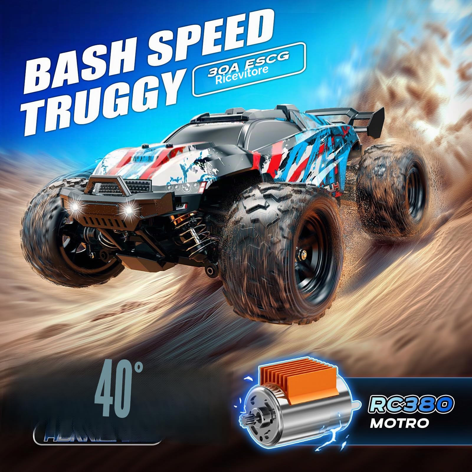 Macchina Telecomandata Professionale 1:18 Entry-Level per Adulti e Ragazzi, RC Car 4WD Fuoristrada 40 km/h con Trasmissione in Metallo e 2 Batterie, Macchina Radiocomandata Compatta per Esterni