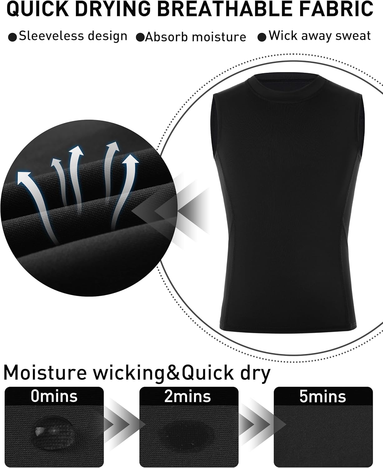 Boys Sleeveless Compression Shirt, Youth Football Athletic Tank Top, Kids Quick Dry Undershirt for Basketball Sports - Image 5