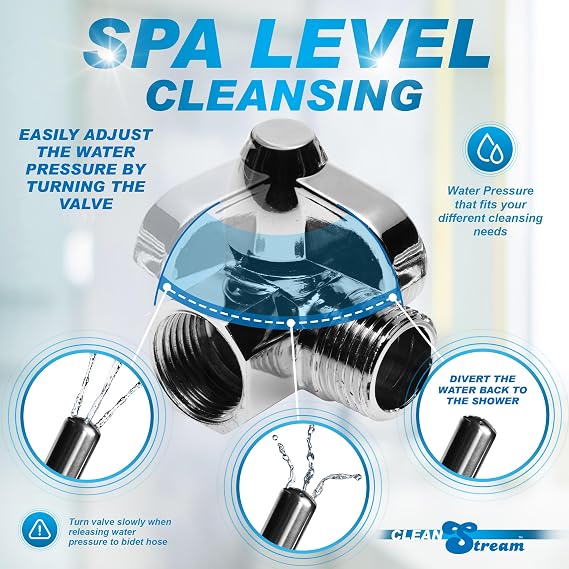 CleanStream Angled Enema Nozzle Kit with 6-Foot Hose, Rubber Bulb and Two Nozzle Sizes, Compatible with Standard Shower Systems for Hygienic Cleansing, Durable and Easy-to-Use Design