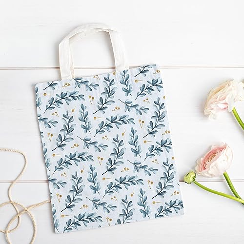 Miniatura 7 de Whaline Paquete de 12 piezas de tela de algodón de Navidad, acuarela, cuartos gordos de invierno, hojas de copo de nieve blancas y azules, telas de