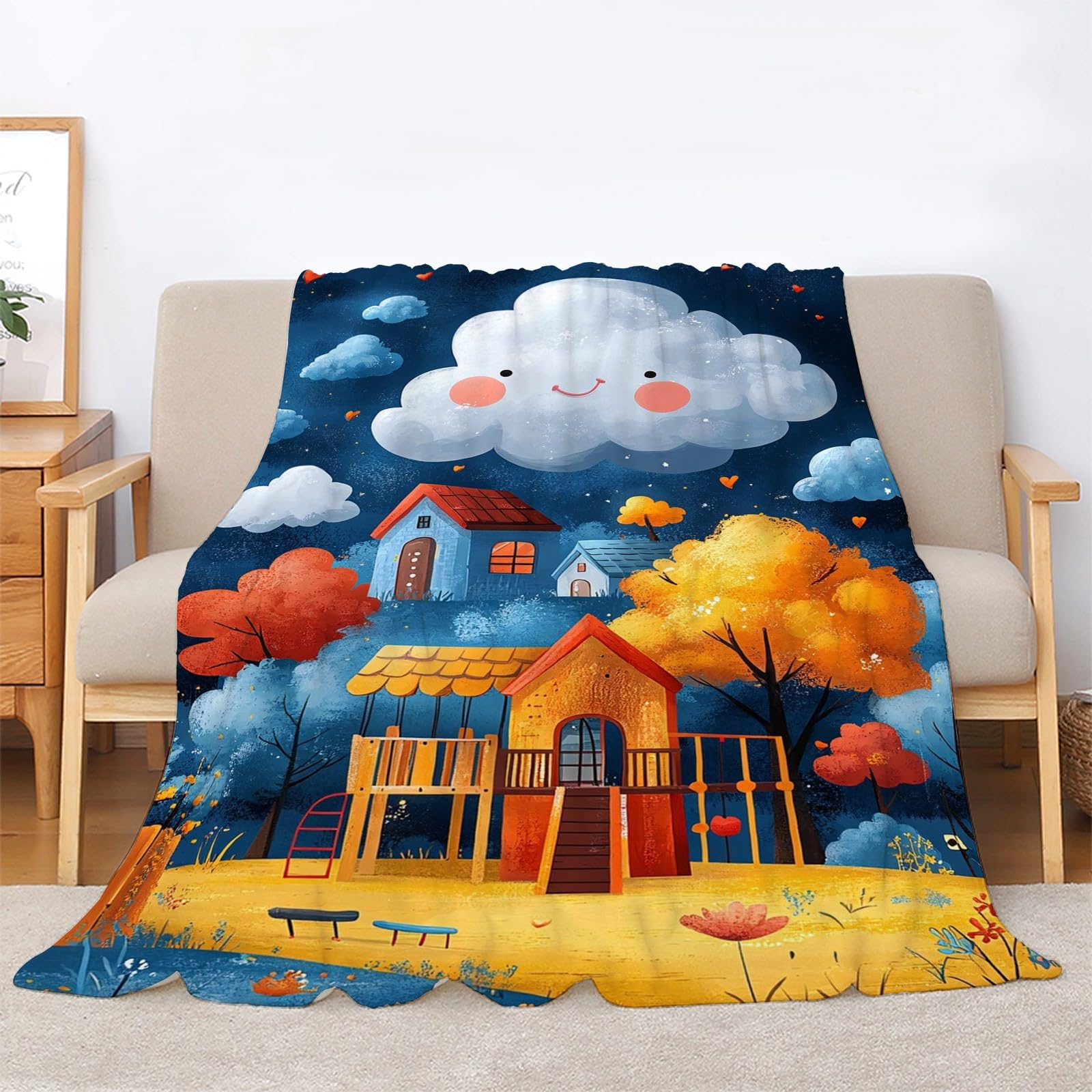 Koc chmury kreskówka gwiaździste niebo koc łóżko pojedyncze ciepłe miękkie koce na sofę flanelowe 180 x 200 cm na wszystkie pory roku