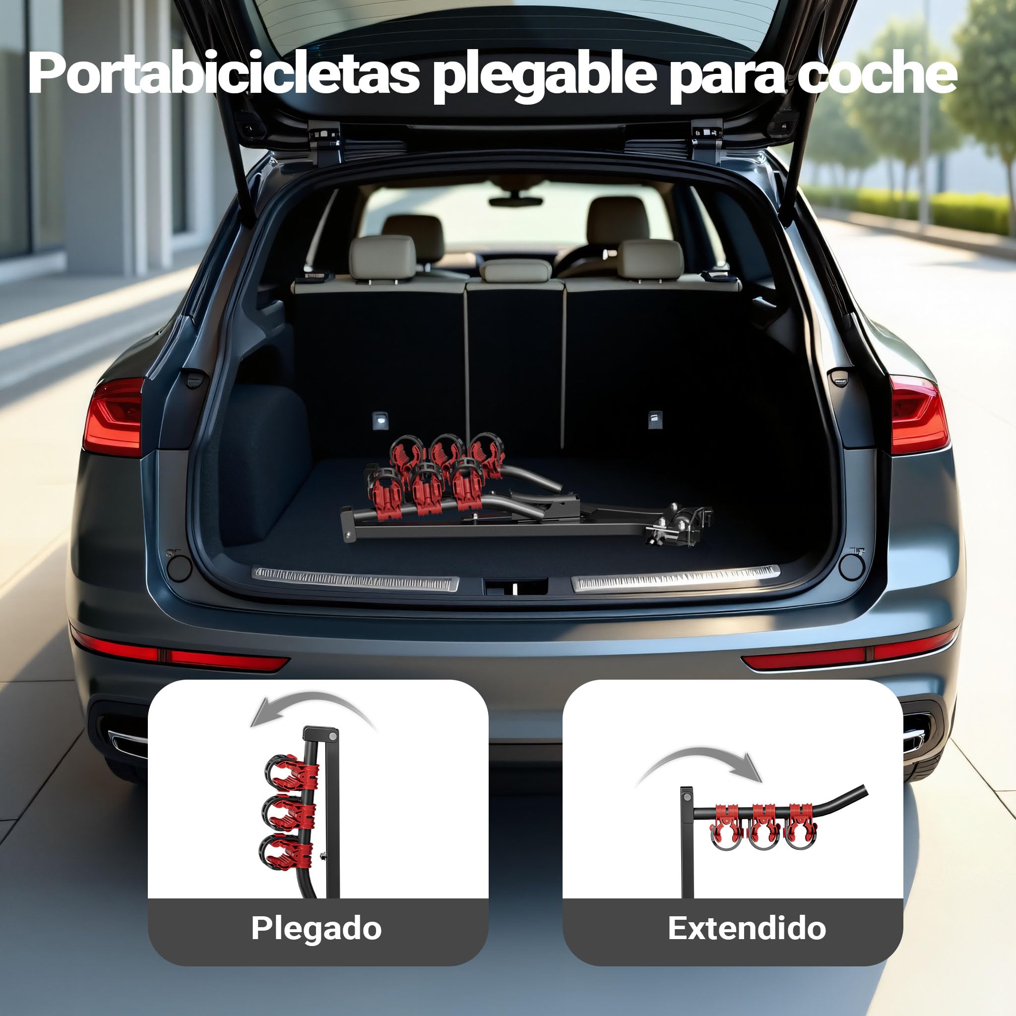 Wiltec Portabicicletas de Bola para 3 plazas – Soporte Resistente hasta 45 kg, Estructura de Acero Q235, instalación fácil, Transporte Seguro y Estable, Ideal para Coches y autocaravanas.