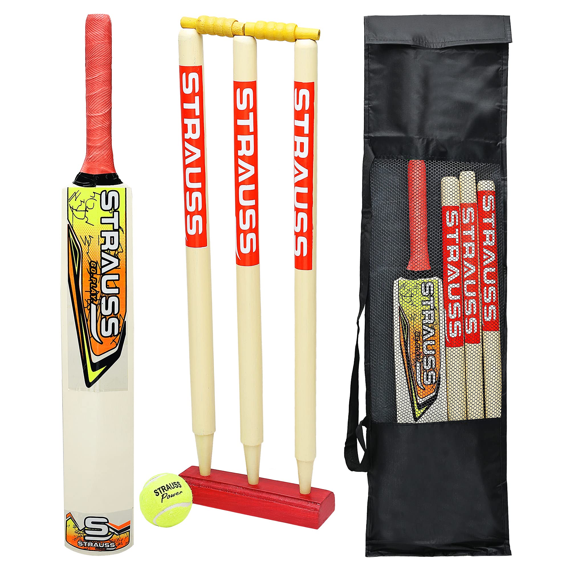 Strauss Cricket Kit |Popular Willow Cricket Bat with 3 Stumps, Holder, 1 Ball, Carry Bag|Complete Junior Cricket Kit |Cricket Kit for Training and Matches |Cricket Starter Kit for Young Players|Size 3 (B097YK7WDF) Amazon Price History, Amazon Price Tracker