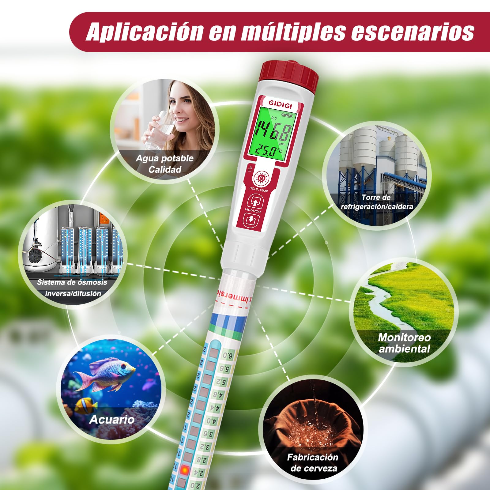 Medidor de Nutrientes Hidroponia，Medidor PPM Medidor EC ，Medidor digital de agua Probador EC TDS (EC/PPM500/PPM700/CF) Diseñado específicamente para el sistema hidropónico, cultos,DWC，Acuario