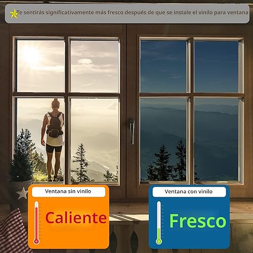 Miniatura 4 de FuFin Película de privacidad unidireccional para ventana con herramientas de instalación gratuitas, material PET de alta calidad, control de calor,