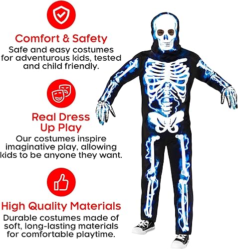 Miniatura 4 de Morph - Disfraz de esqueleto eléctrico para niños, disfraz de esqueleto para niños, disfraz de esqueleto de Halloween para niños