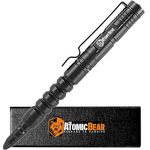 The Atomic Bear Tactical Pen - Pen With Window Breaker - Used in Police and Military Gear - Ballpoint Pens with Free 2nd ink refill