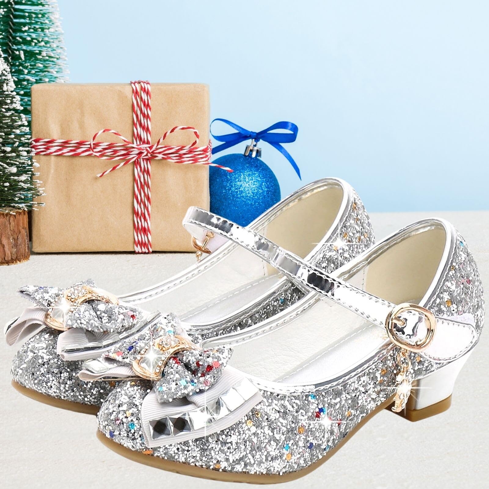 Stöckelschuhe für Mädchen Prinzessin Glitzer Absatz Schuh Ballerina