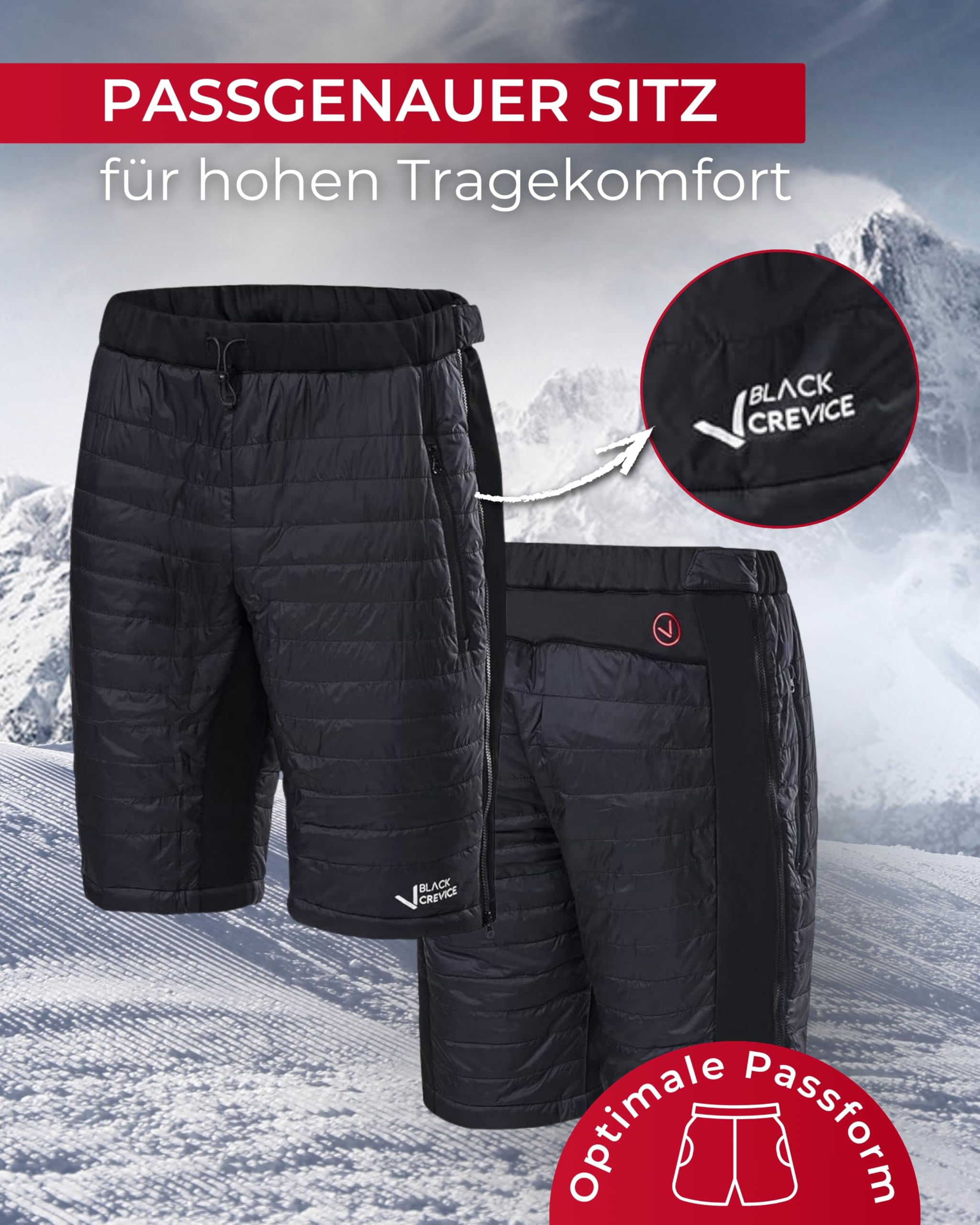 Black Crevice Herren Isolationshose Ski-Tourenhose atmungsaktiv wasserdicht 100% Polyester elastischer Hosenbund
