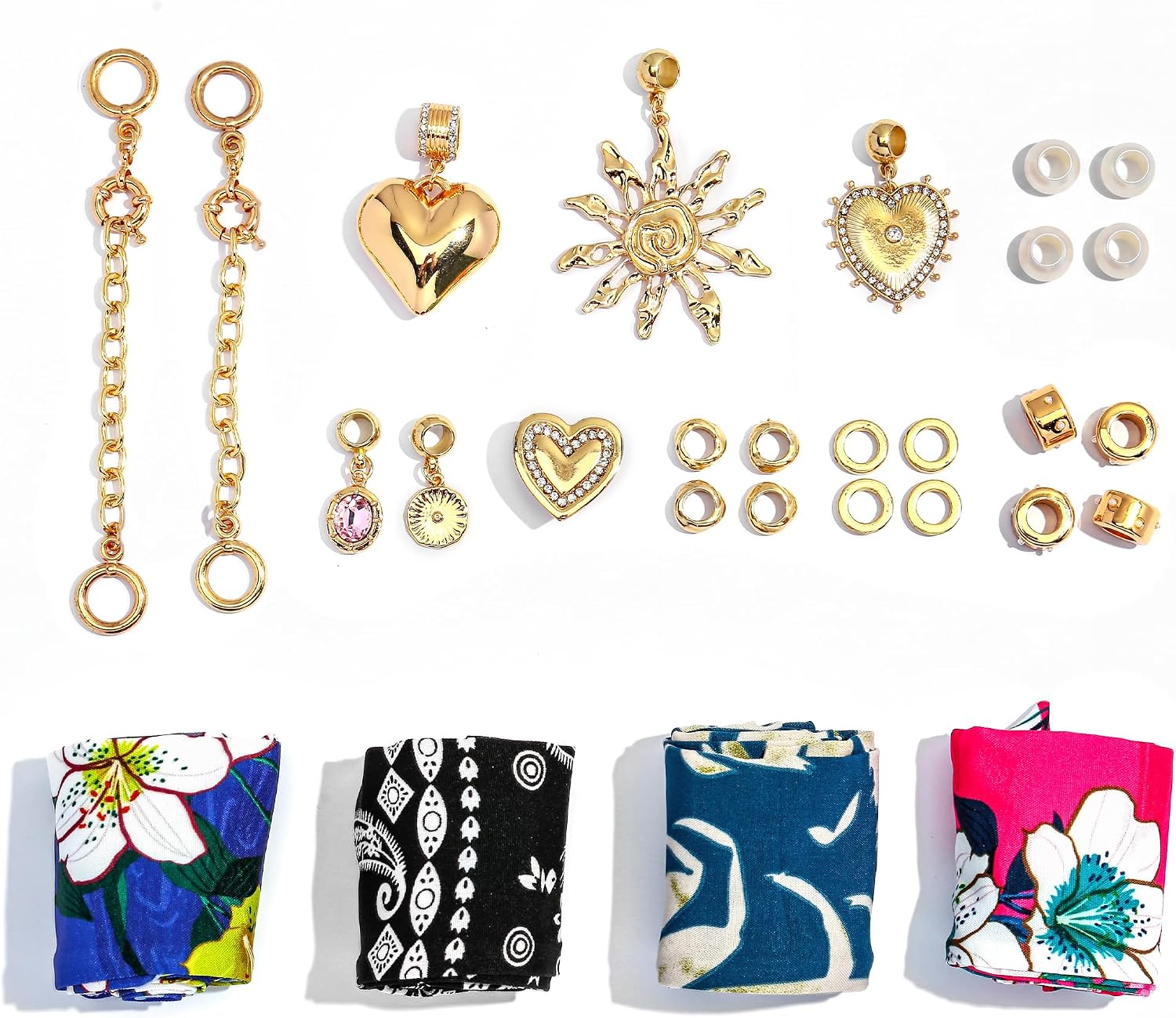 RepaTime DIY Scarf Necklace Kit Heart Sun Charms
