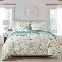 Vista 40 de HoneiLife Juego de funda de edredón floral 100% algodón, 3 piezas, suave, ropa de cama botánica con cierre de cremallera y lazos en las esquinas