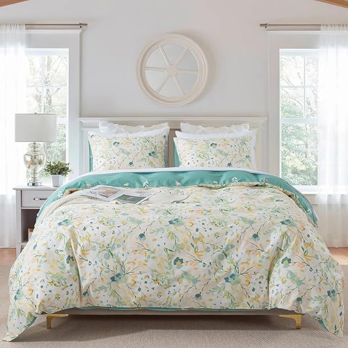 Miniatura 272 de HoneiLife - Juego de funda de edredón floral 100% algodón, 3 piezas, botánica, ropa de cama con cierre de cremallera y lazos en las esquinas