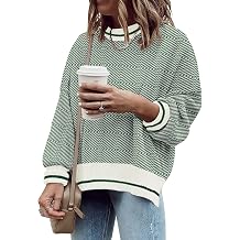 ETCYY Womens Oversized Sweaters Fall 2026 Fashion Clothes Trendy Batwing Sleeve Colorblock Striped Knit Pullover Tops