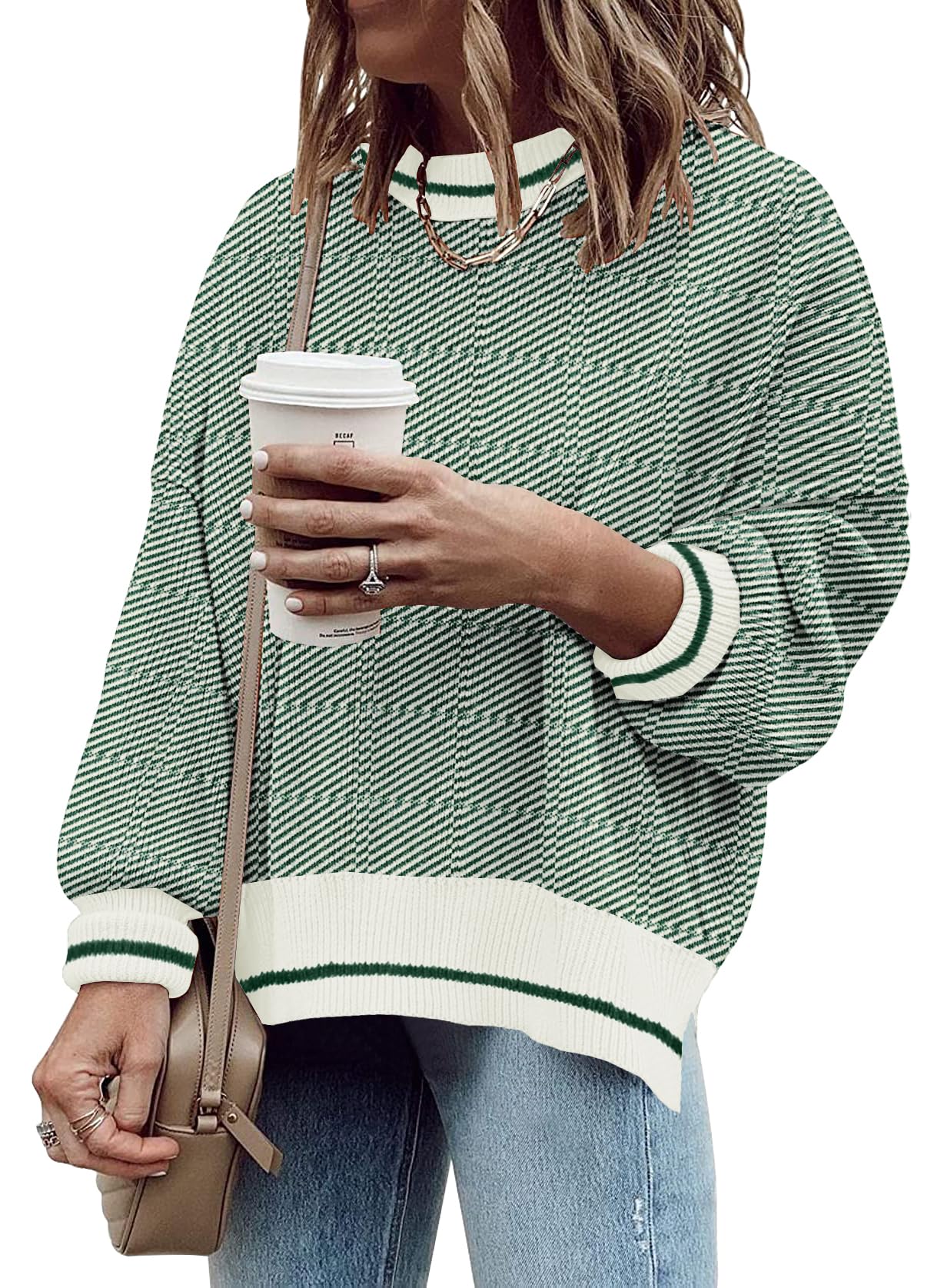Womens Oversized Sweaters Fall 2026 Fashion Clothes Colorblock Knit Tops