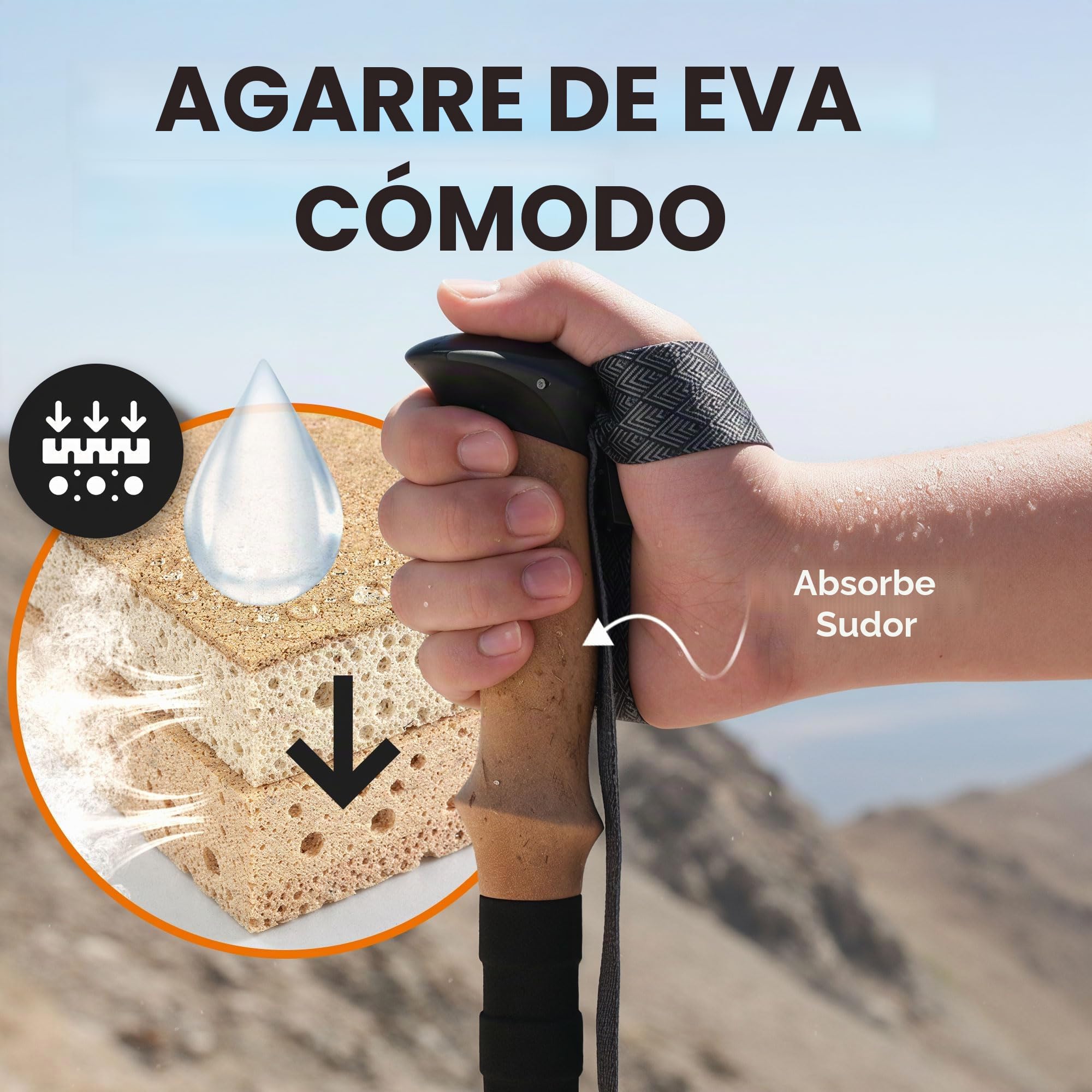 Trekology Trek-Z Bastones Plegables para Senderismo y Trekking, Soporte de Equilibrio para Personas Mayores, Mujeres y Hombres, 2 Unidades por Juego