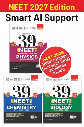 Disha Combo (3 Books) Errorless 39 Years NEET Chapter-wise & Topic-wise Physics, Chemistry & Biology NEET PYQ Book(2026 - 1988) 21st Edn | NEET Previous Year Solved Papers with 2026 Cancelled & Retest