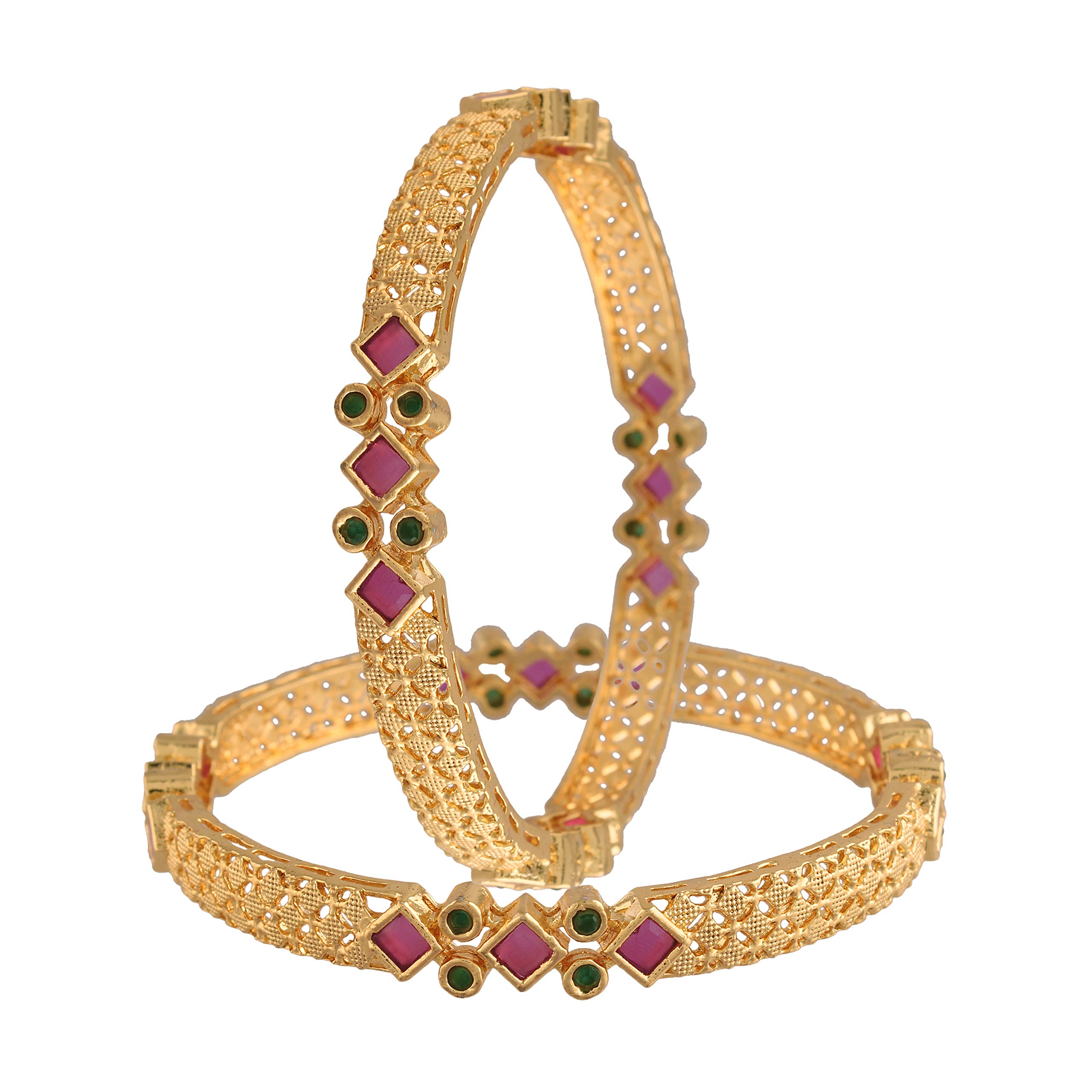 I Jewels Traditional 18K Gold Plated Brass Bangles Encased With Multicolour Stone For Women/Girls (ADB302MG-b) (Set of 2) (B08L9BS7RF) Amazon Price History, Amazon Price Tracker