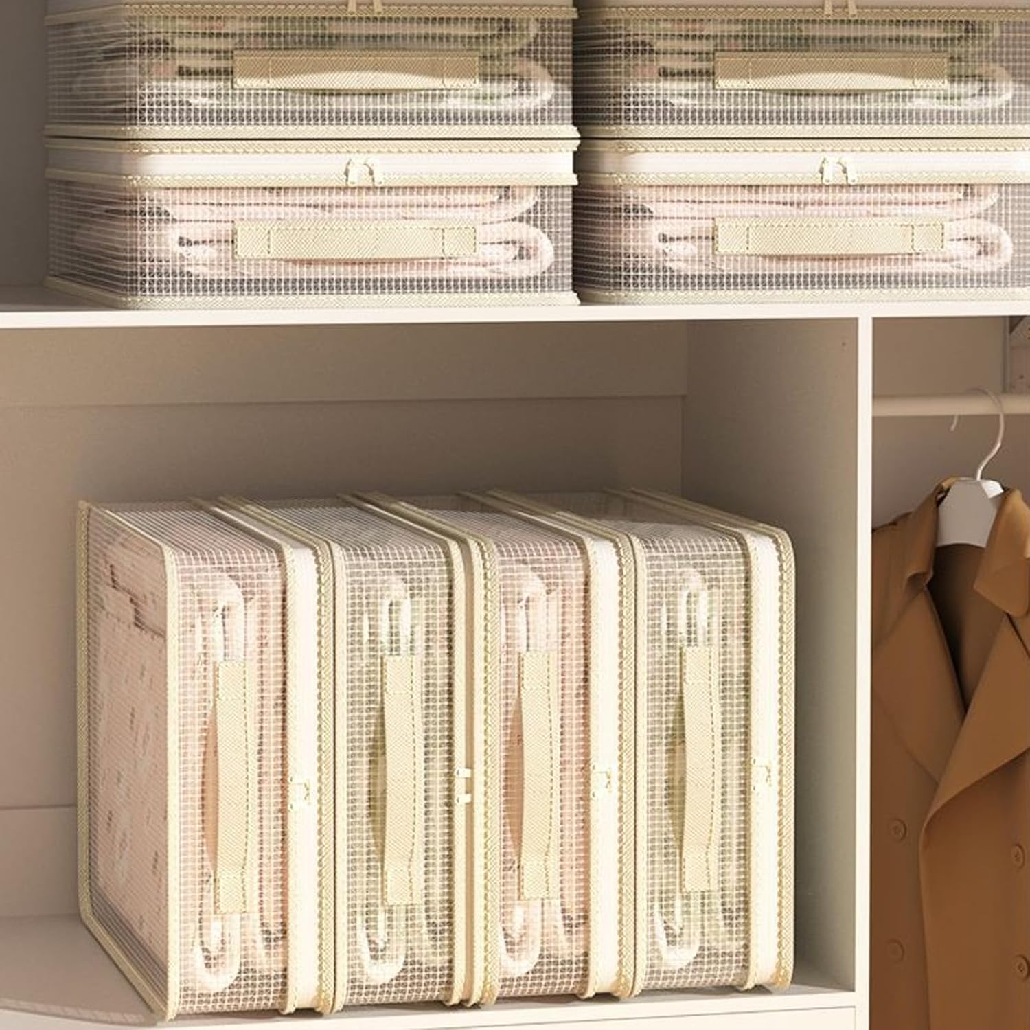 Fabric Drawer Storage Boxes for Clothing Bedding Foldable Space Saving Bedding Storage