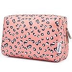Narwey Cute Cheetah Makeup Bag Travel Cosmetic Bag Organizer Toiletry Bag Make Up Bags with Compartments for Women Girls (Large, Leopard)