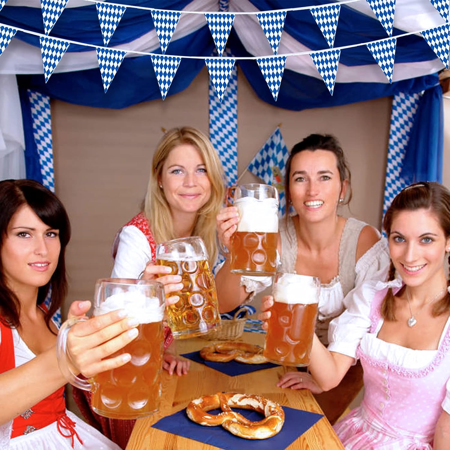 PURPLE STAR 1N 393 Feet Oktoberfest Bavarian Flag-12 Packs Oktoberfest Bavarian Pennant Banner for German Oktoberfests Themed Party Decorations Supplies