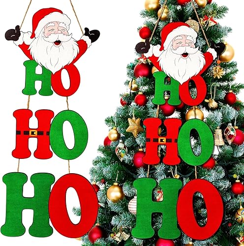 Miniatura 8 de Suzile Letrero colgante de madera de Papá Noel para colgar en la puerta de bienvenida de Navidad 2023, adorno de árbol de Navidad, decoración de