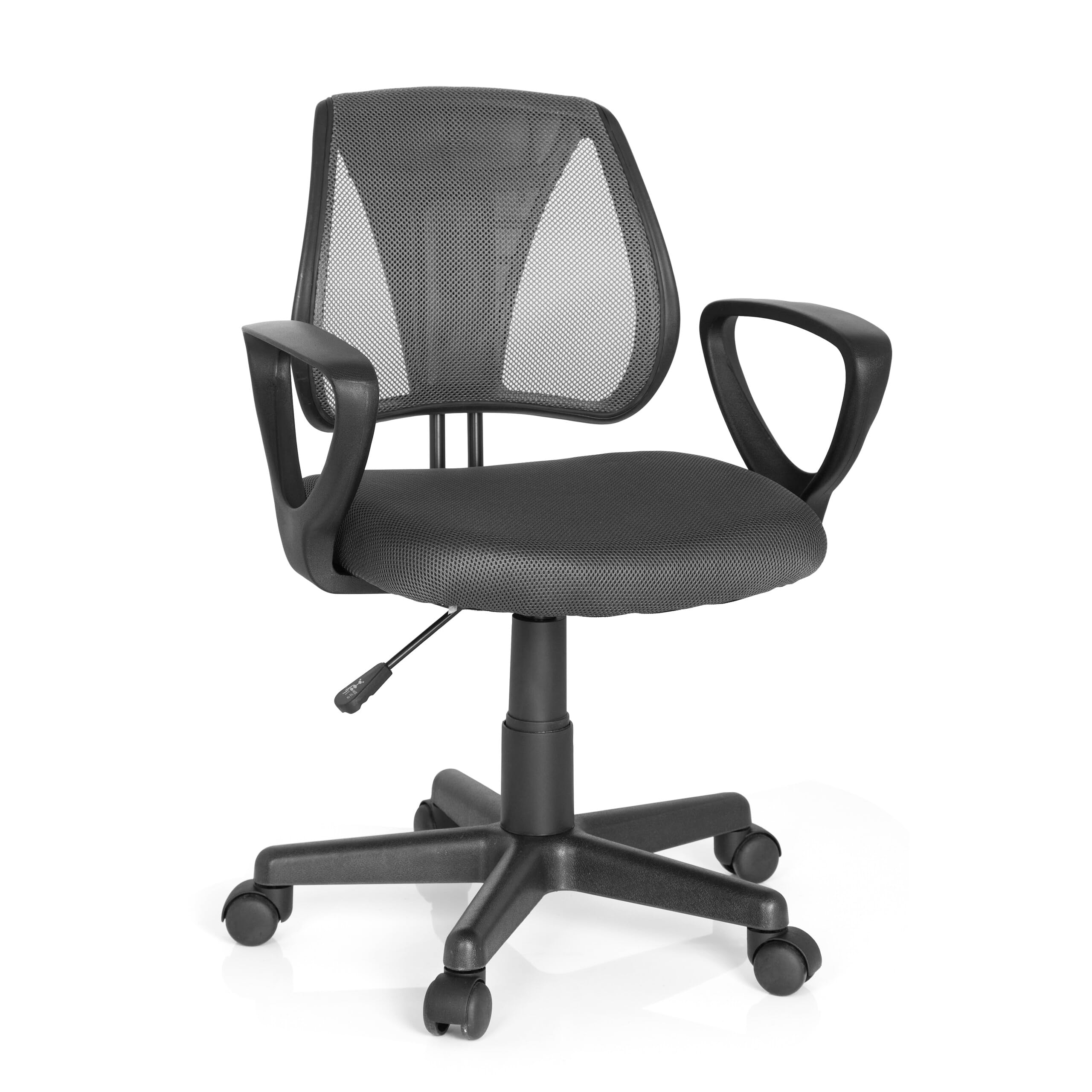 hjh OFFICE 725102 Kinder- und Jugenddrehstuhl KIDDY CD Netzstoff Grau höhenverstellbare Rückenlehne, Stuhl mit Armlehnen
