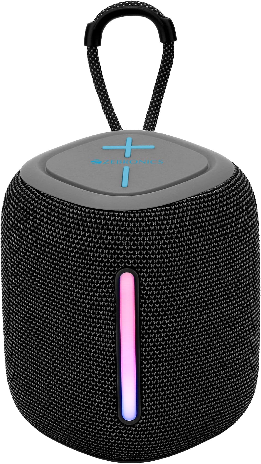 ZEBRONICS Sonic POD 22, Portable Bluetooth Speaker, 8 Watts, Upto 12 Hours Playback, Passive Radiator, BTv5.3 | TWS | USB | mSD, RGB LED, Call Function, Carry Loop (Gray)