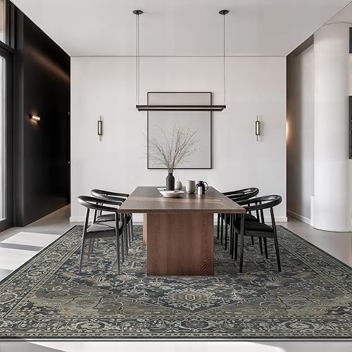 Miniatura 231 de Rugland Alfombras de área de 8 x 10, alfombra lavable resistente a las manchas, alfombras antideslizantes para sala de estar, alfombras tribales