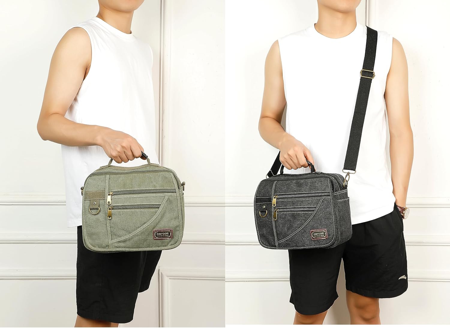 Canvas Purse - Small Crossbody Messenger Shoulder Work Travel Bag - Image 2