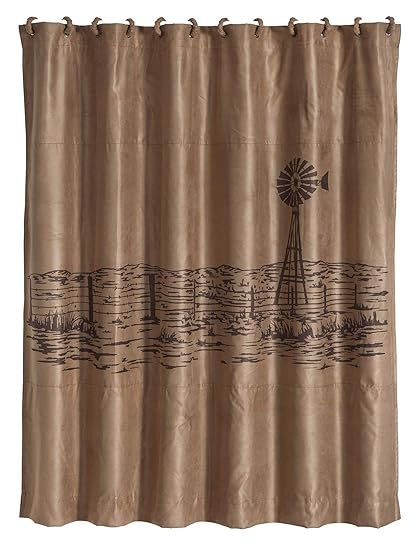 HiEnd Accents Jasper with Embroidered Landscape Shower Curtain