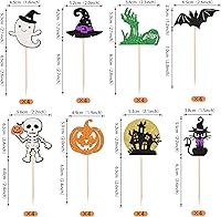 Vista 101 de Rsstarxi Paquete de 36 adornos para cupcakes de Halloween, bruja, fantasma, magdalenas, murciélagos, arañas, gatos, decoración de pasteles
