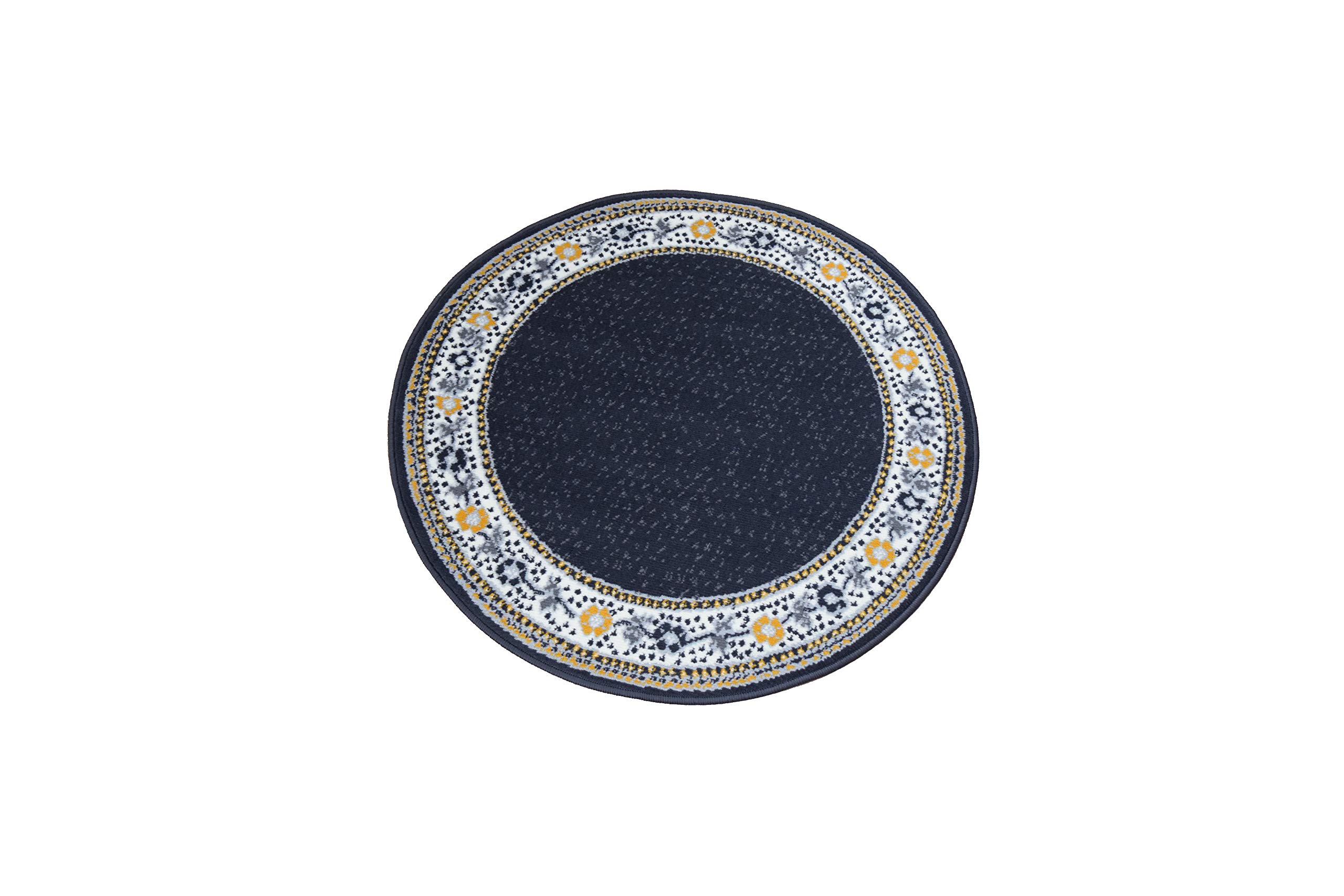 SrS Rugs® Luna Collection, Living Room Rugs, Hallway Runners, with Soft Smooth 8mm Pile. Contemporary Borders Design. 7 Colours, 9 Sizes (Grey Gold Flowers, 120 cm Round) — image 1