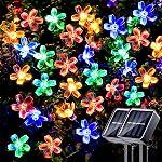 Éclairage des fraises à chaîne solaire extérieur 100 LED 40Ft Lumières de fée de Noël multi-couleurs avec 8 Modes d'éclairage, lumières solaires imperméables à l'extérieur pour jardin Noël Fête de mariage Décoration d'arbre