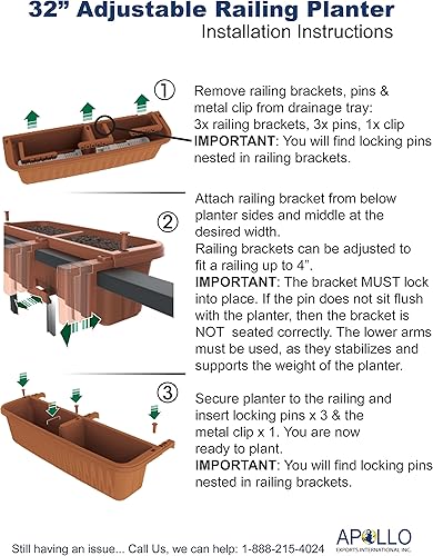 Miniatura 5 de Apollo Exports International - Maceta de riel ajustable