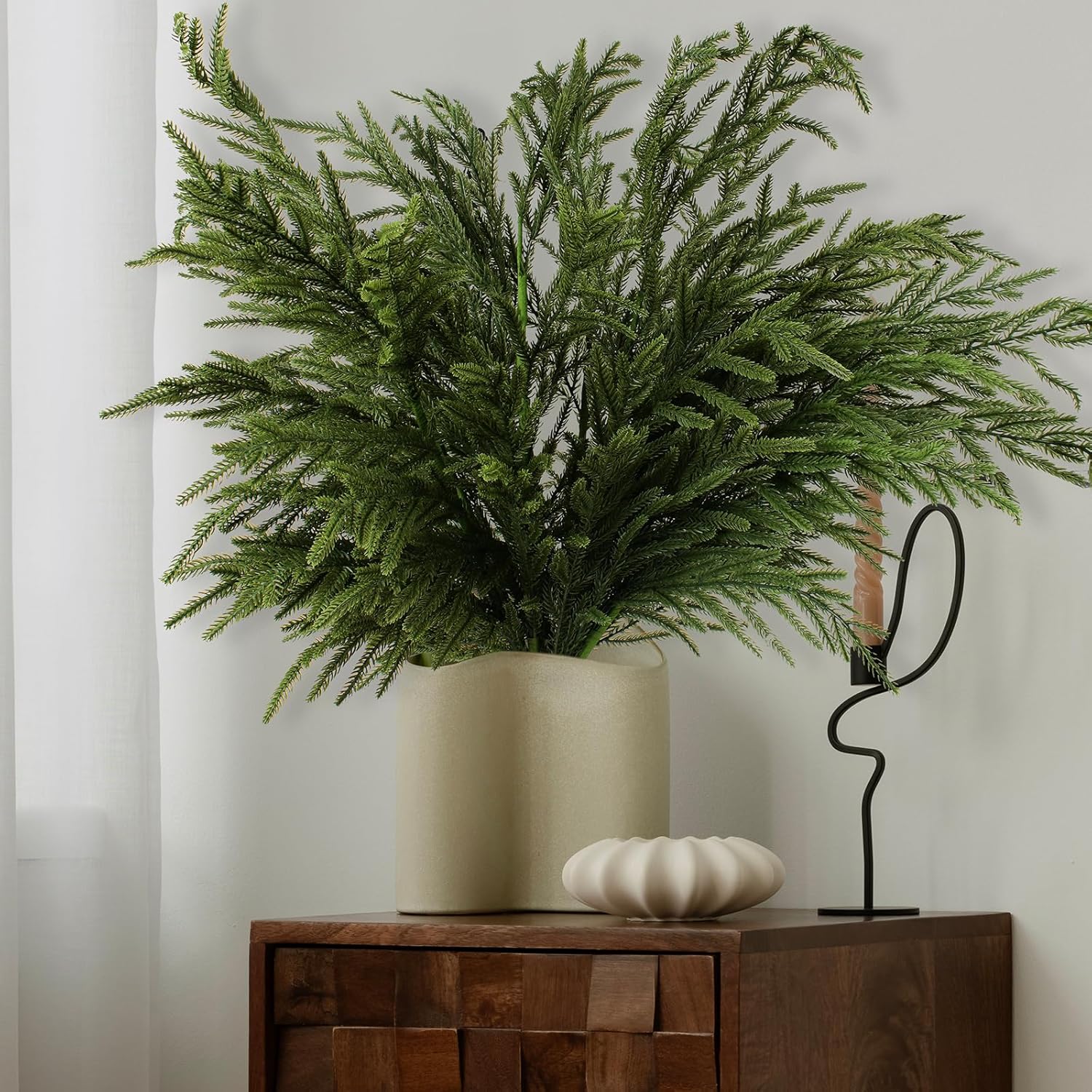 36 inch 8 Pcs Norfolk Pine Branch,Artificial Pine Branches,Realistic Faux Pine Greenery for Indoor Outdoor Decorations