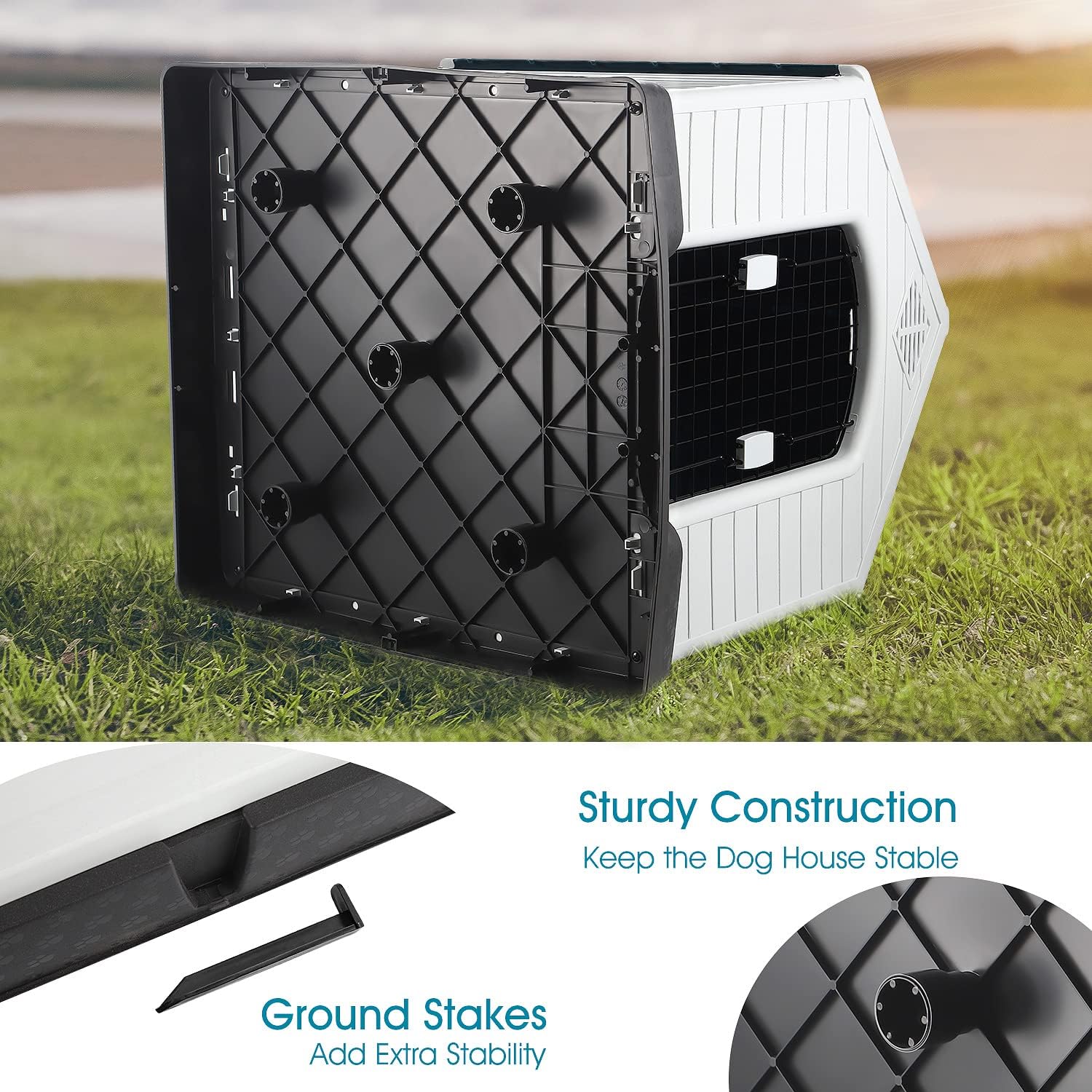 AngelLike Plastic Dog House, Waterproof and Ventilated Dog Crate with Iron Door, Pet Shelter Crate Kennel for Small Medium Large Dogs,Suitable for Indoor and Outdoor Dog Kennel