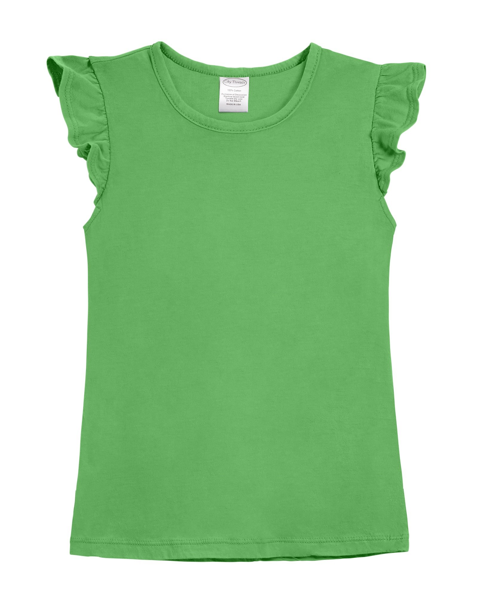 City Threads Girls Cotton Short Flutter Sleeve Ruffle Shirt