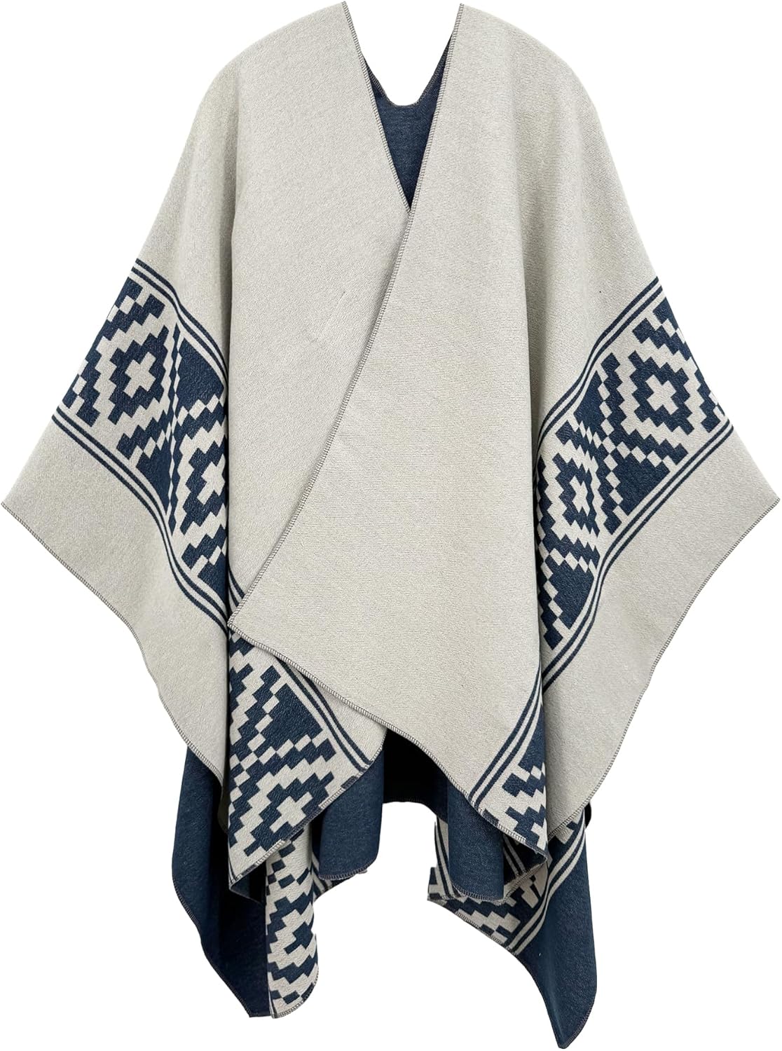 Women's Elegant Shawl Wraps, Soft Open Front Poncho Cape, Reversible Casual Cardigan Shawls for Gift Travel - Image 3