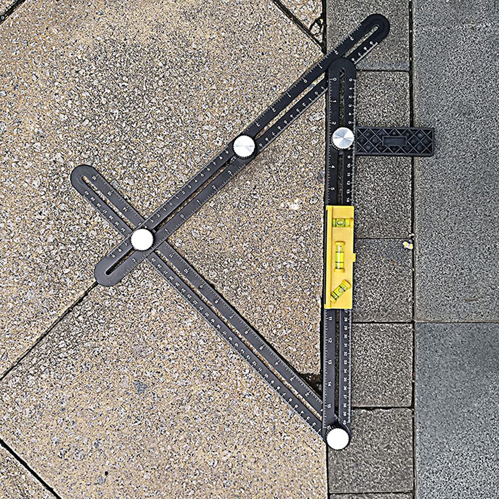 CHENZILIN 4 Folding Tile Hole Finder Aluminum Alloy Ruler Finder Slide Folding Measuring Ruler Protractor Model