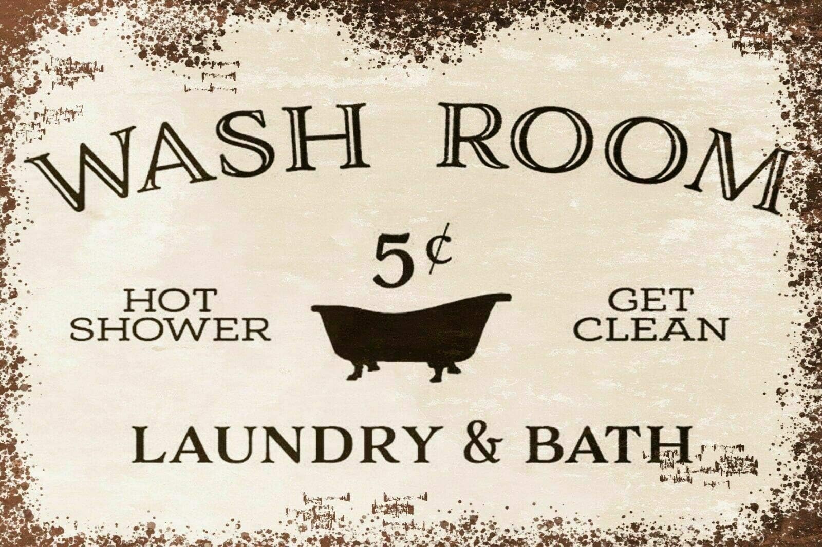 Amazon.com: New Vintage Retro Metal Tin Sign Washroom Bathroom and ...