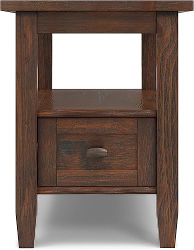 Miniatura 5 de SIMPLIHOME Warm Shaker - Mesa auxiliar rectangular de transición de madera maciza de 14 pulgadas de ancho, color marrón carbón envejecido, para sala